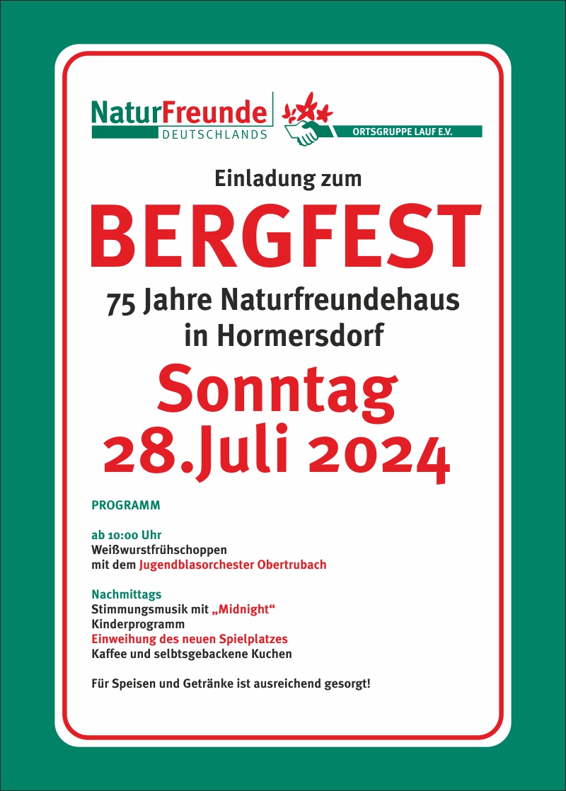 Einladung zum Bergfest 2024 - 28.07.2024
